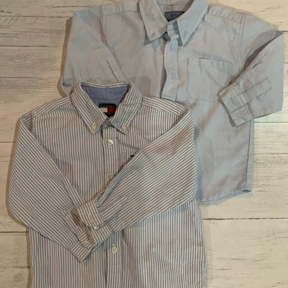 Tommy Hilfiger /children pl button down blue with stripes dress shirts